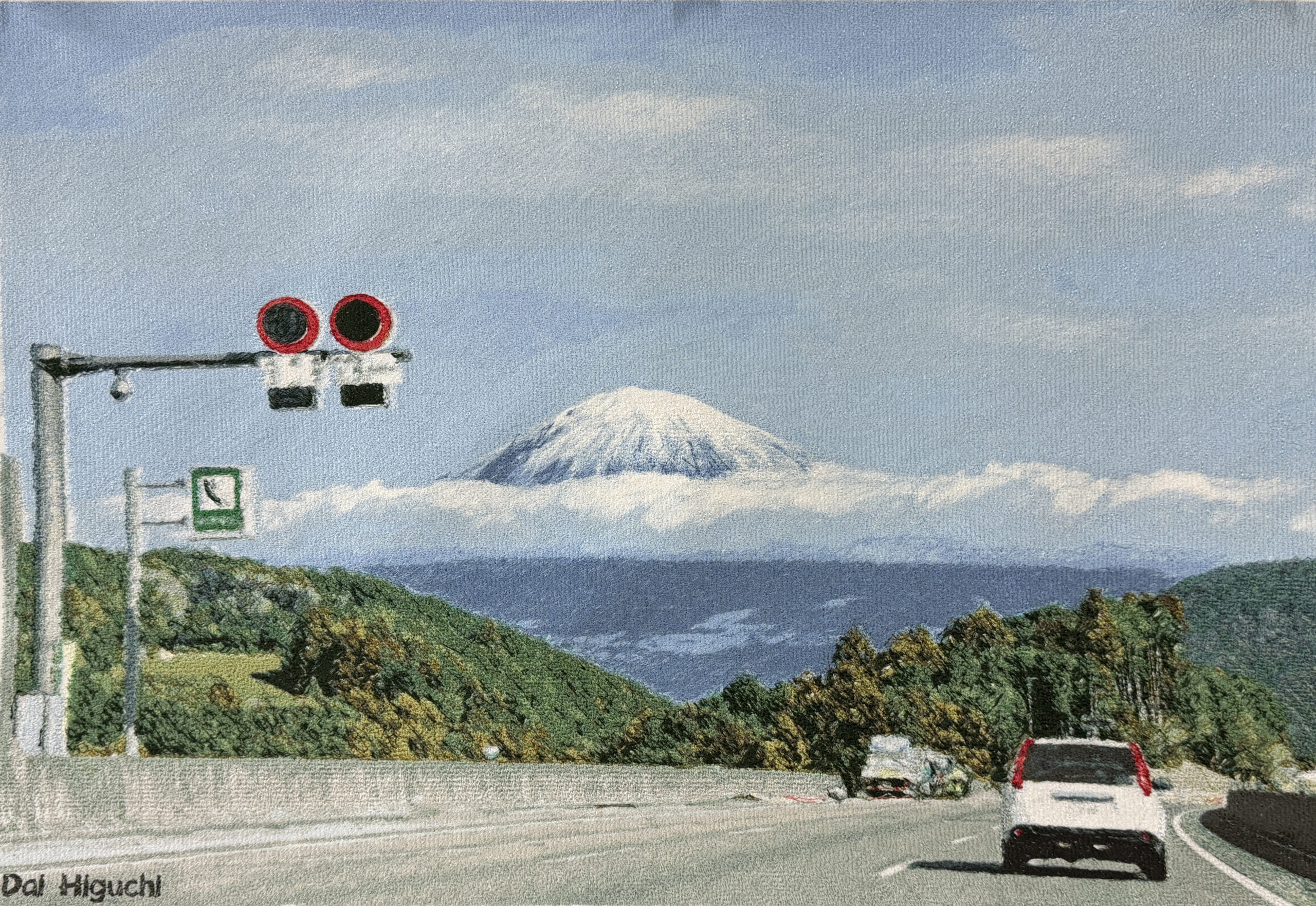 Mount Fuji Seen from the Expressway | Photo Embroidery
